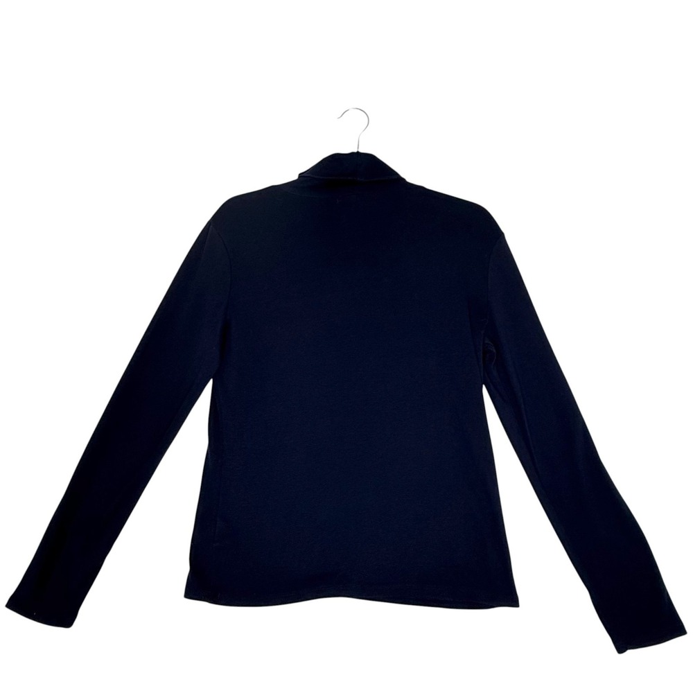 Lauren Ralph Lauren Womens Navy Blue Cotton Long Sleeve Turtleneck Top Size M